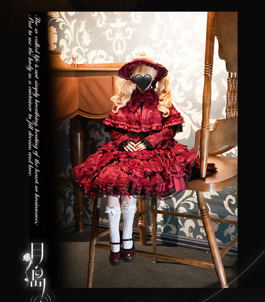 ゴスロリ スカート＆ケープセット 深紅ジャガード｜La Bourbon 祇園