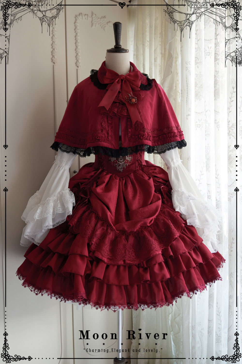 ゴスロリ スカート＆ケープ 深紅ベルベット セット｜La Bourbon 祇園